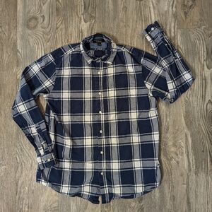Banana Republic Factory Standard Fit blue plaid long sleeve button down L